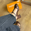 Sandália Beira Rio Salto Bloco Tiras Entrelaçadas 8436.242