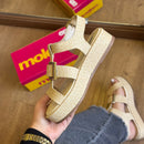 Sandália Moleca Napa Tresse Detalhe Dourado 5553.103 -  Natural Creme