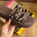 Sandália Moleca Papete com Bolinhas Douradas 5489.121